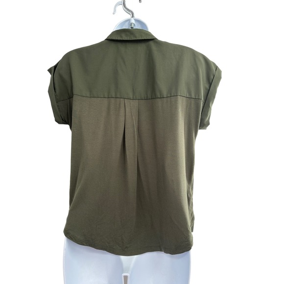 A New Day Green Collared Short Sleeve Top XS - Picture 2 of 5